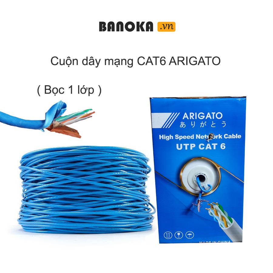 Cuộn dây cáp mạng 305m Arigato Cat6 bọc bạc 1 lớp
